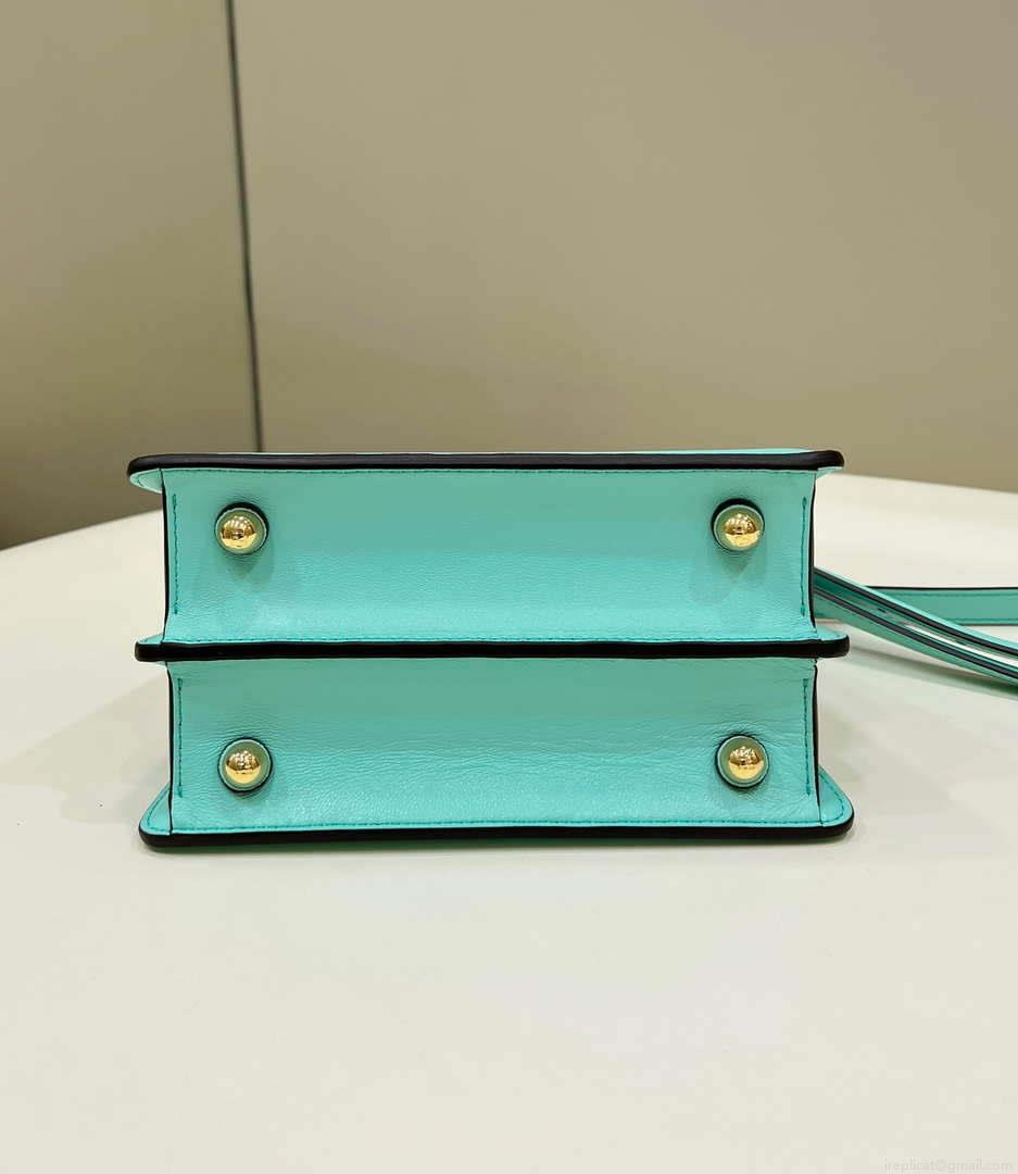 Fendi 8BN335 Peekaboo ISeeU Petite Lake Blue Padded Nappa Leather Bag
