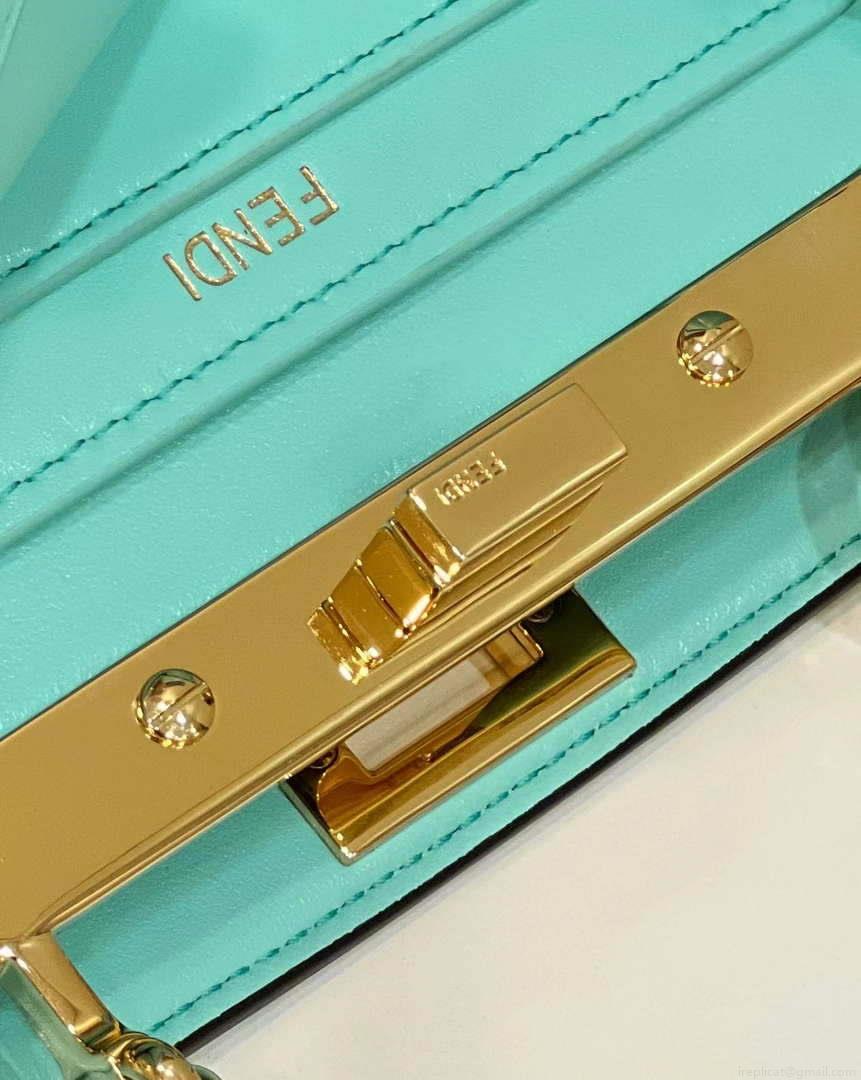 Fendi 8BN335 Peekaboo ISeeU Petite Lake Blue Padded Nappa Leather Bag