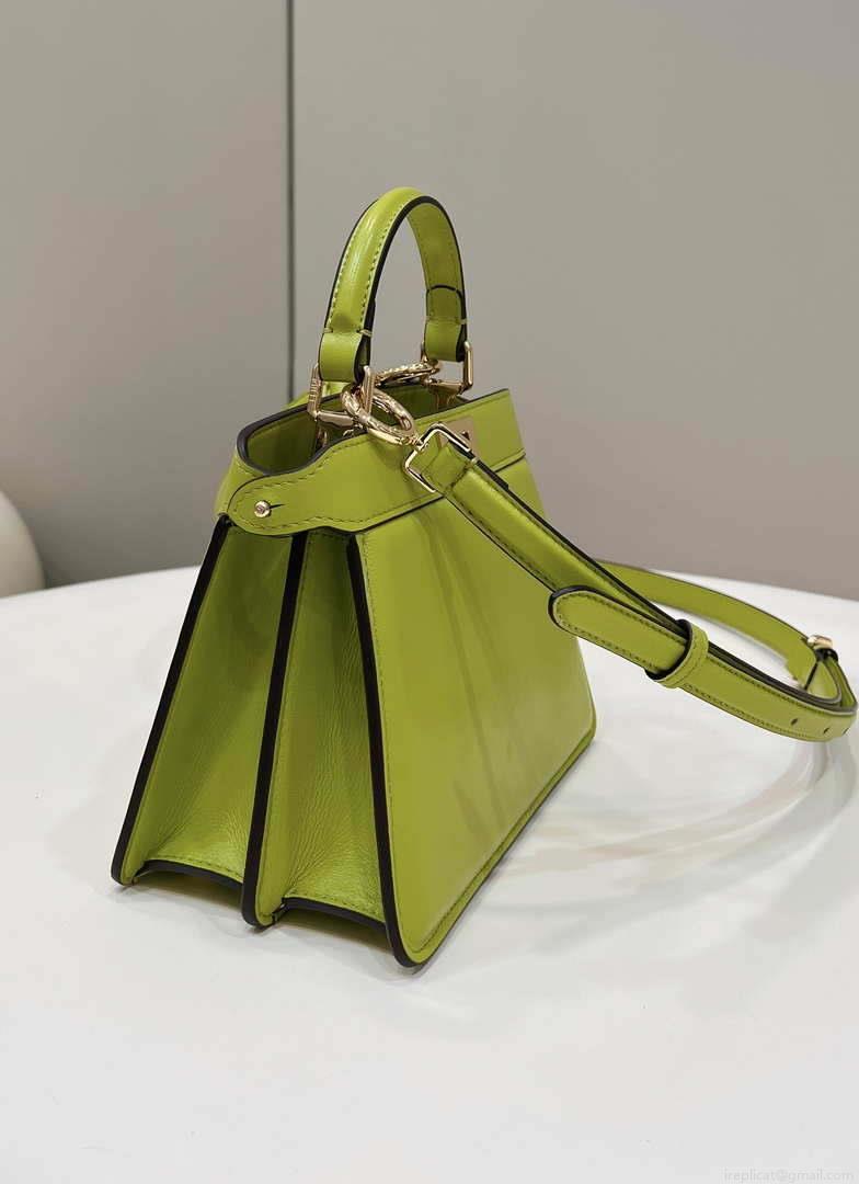 Fendi 8BN335 Peekaboo ISeeU Petite Lemon Green Padded Nappa Leather Bag