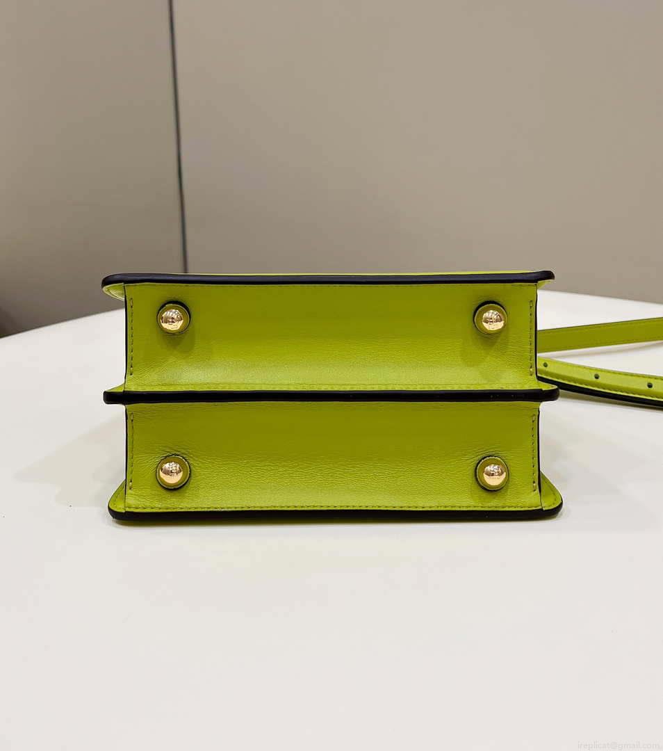 Fendi 8BN335 Peekaboo ISeeU Petite Lemon Green Padded Nappa Leather Bag