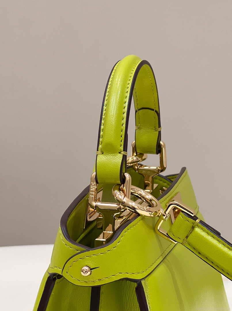 Fendi 8BN335 Peekaboo ISeeU Petite Lemon Green Padded Nappa Leather Bag