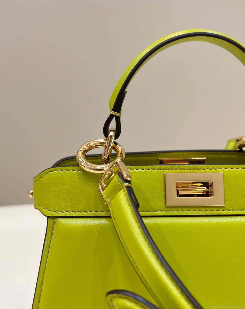 Fendi 8BN335 Peekaboo ISeeU Petite Lemon Green Padded Nappa Leather Bag