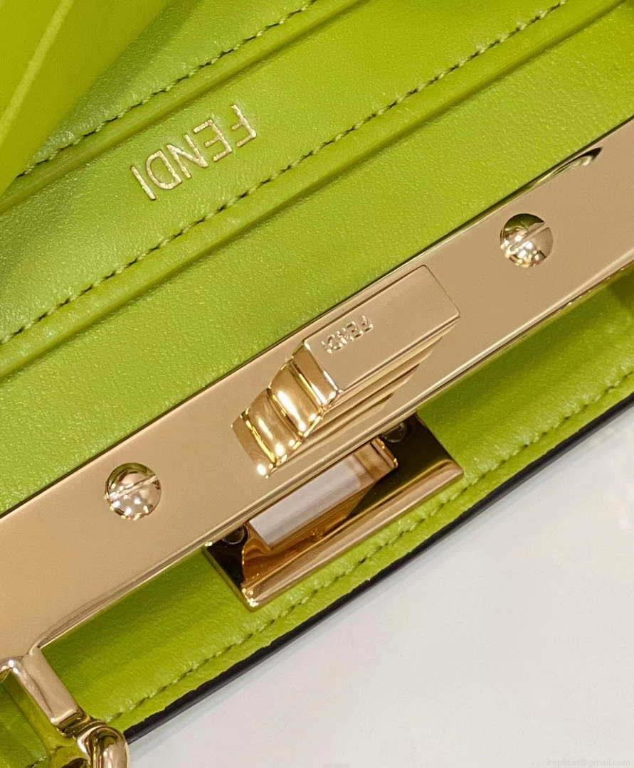 Fendi 8BN335 Peekaboo ISeeU Petite Lemon Green Padded Nappa Leather Bag