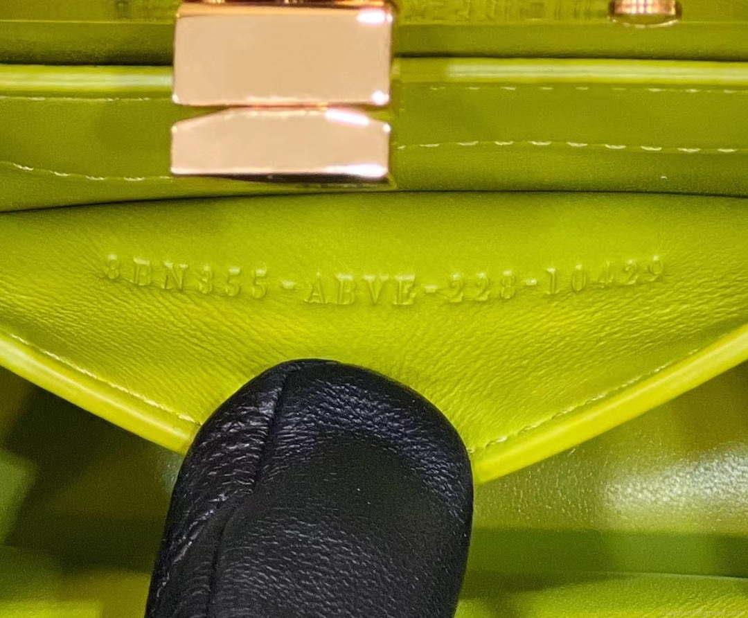 Fendi 8BN335 Peekaboo ISeeU Petite Lemon Green Padded Nappa Leather Bag