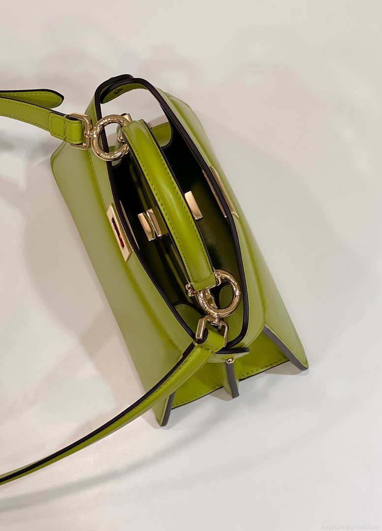 Fendi 8BN335 Peekaboo ISeeU Petite Lemon Green Padded Nappa Leather Bag