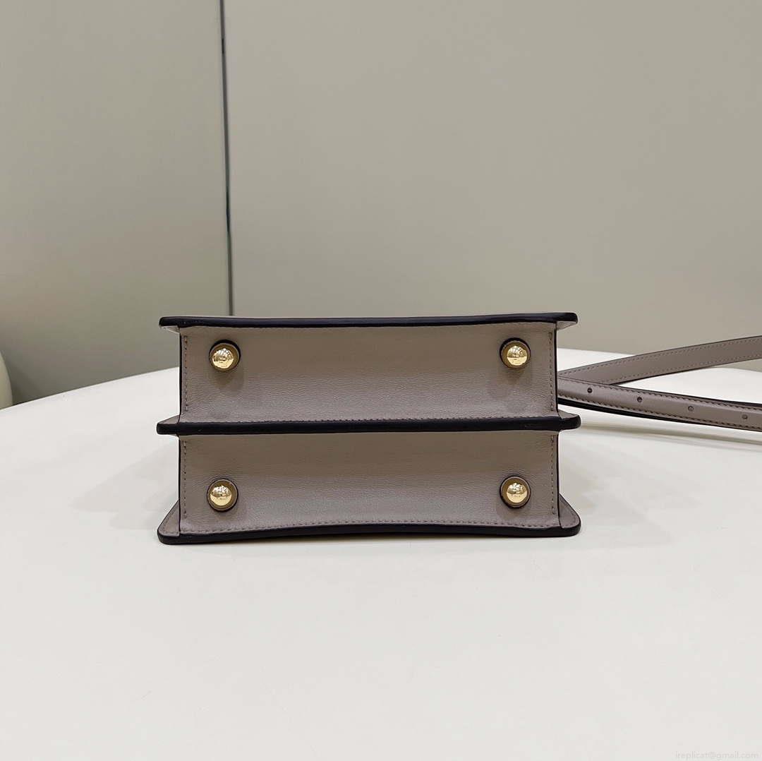Fendi 8BN335 Peekaboo ISeeU Petite Milk Tea Padded Nappa Leather Bag