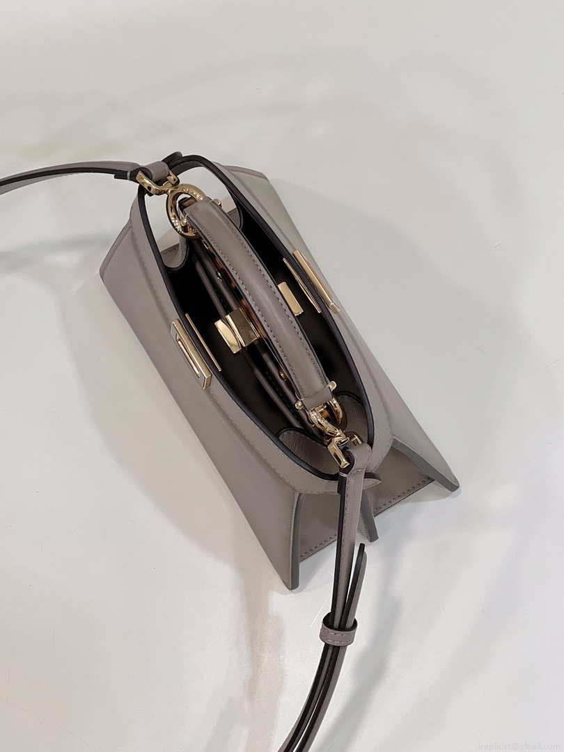 Fendi 8BN335 Peekaboo ISeeU Petite Milk Tea Padded Nappa Leather Bag