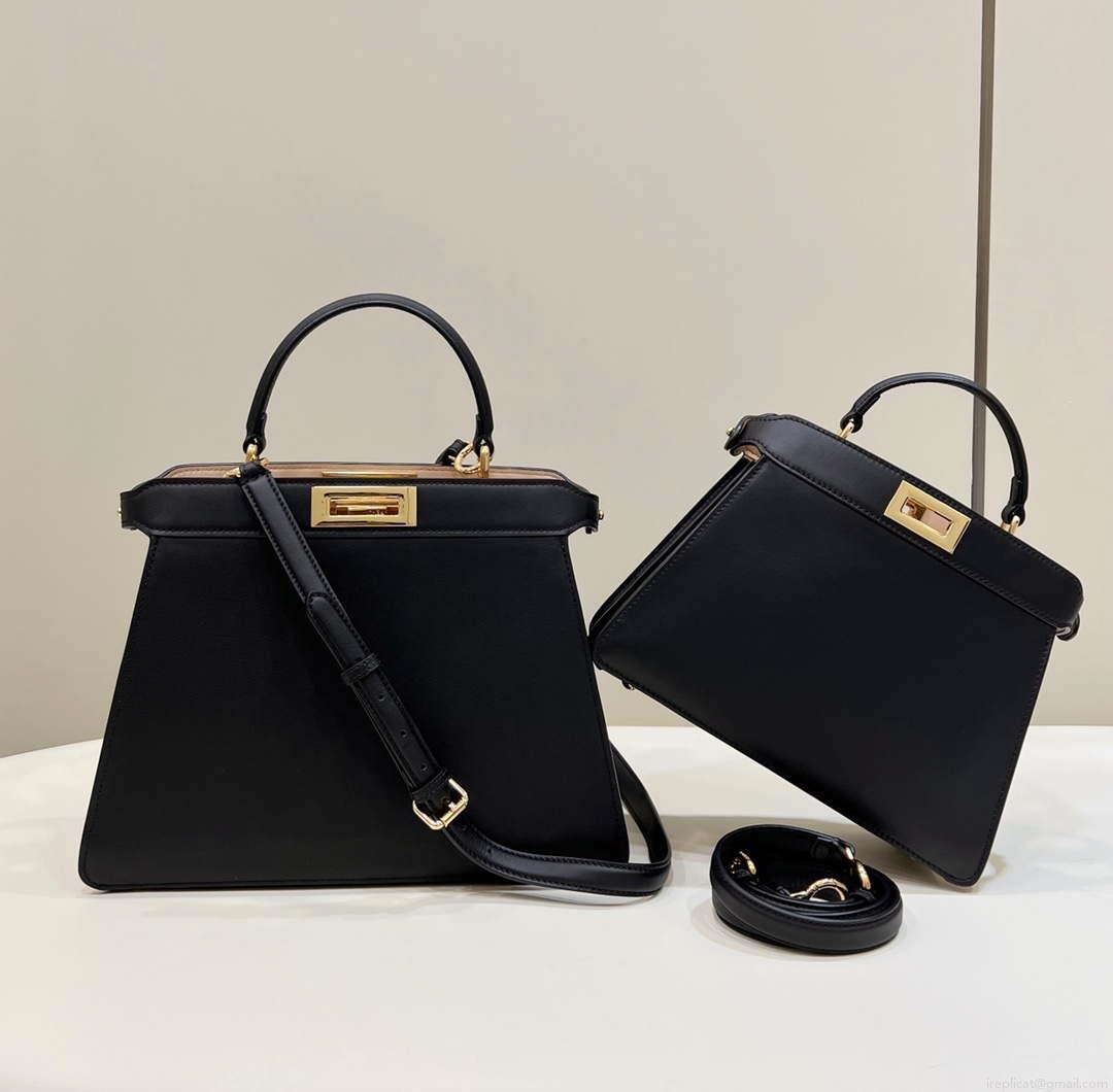 Fendi 8BN327 Peekaboo ISeeU Small Black leather bag