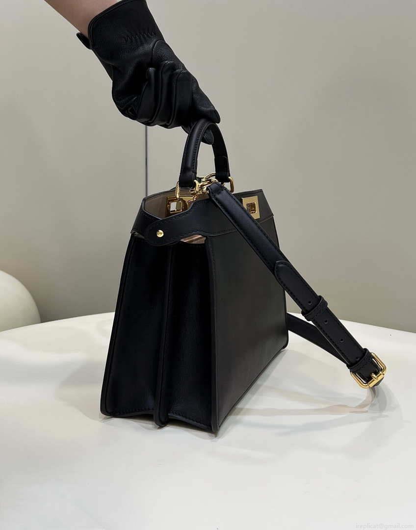 Fendi 8BN327 Peekaboo ISeeU Small Black leather bag