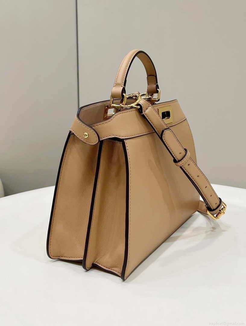 Fendi 8BN327 Peekaboo ISeeU Small Apricot leather bag