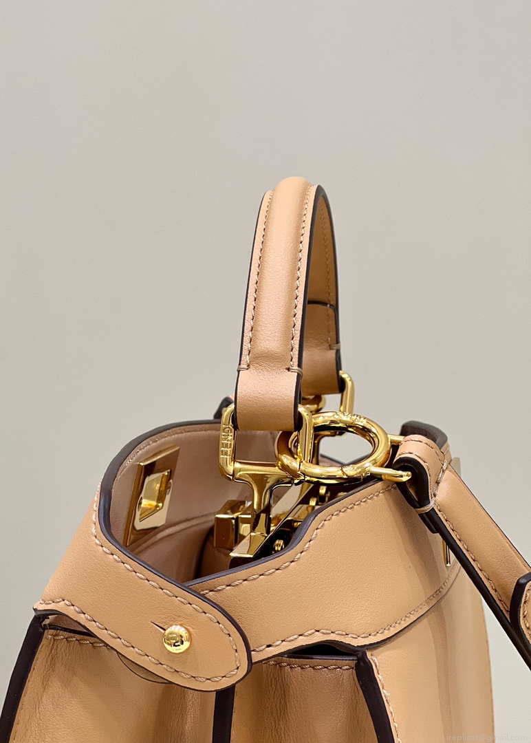 Fendi 8BN327 Peekaboo ISeeU Small Apricot leather bag