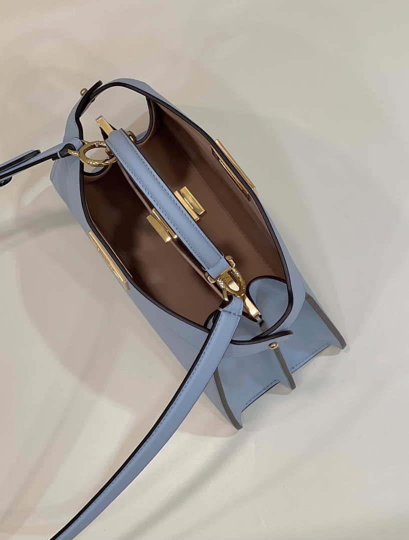 Fendi 8BN327 Peekaboo ISeeU Small Blue leather bag