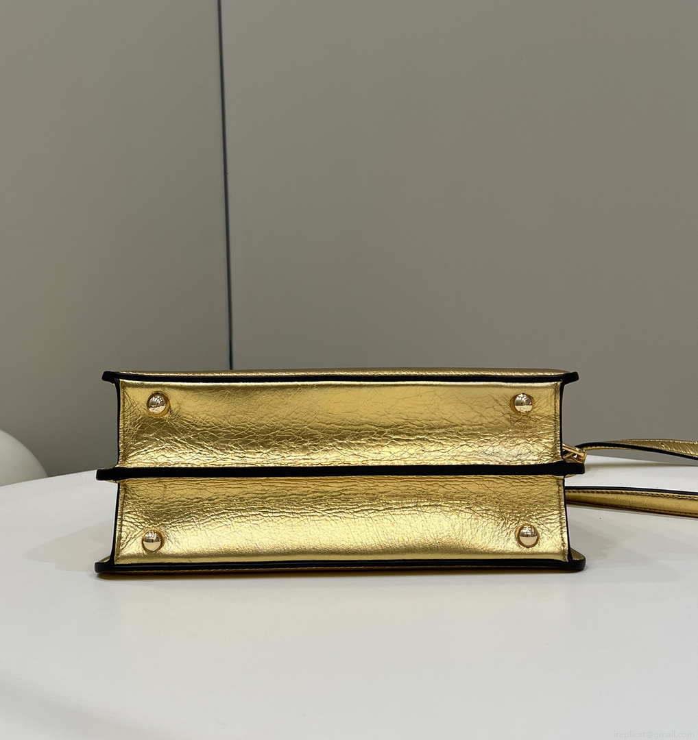 Fendi 8BN327 Peekaboo ISeeU Small Gold leather bag