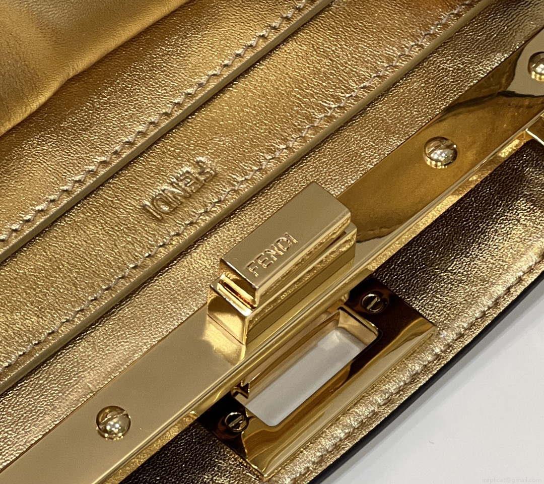 Fendi 8BN327 Peekaboo ISeeU Small Gold leather bag