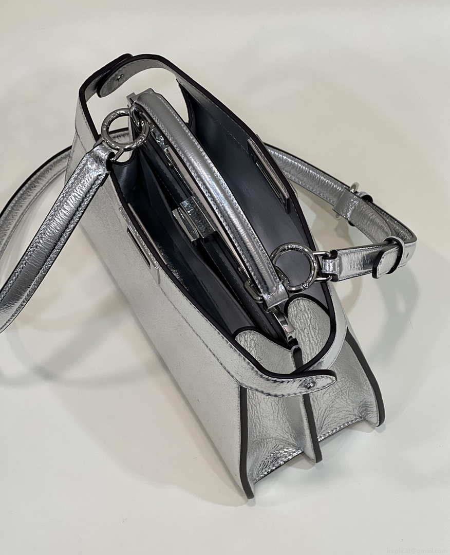 Fendi 8BN327 Peekaboo ISeeU Small Silver leather bag