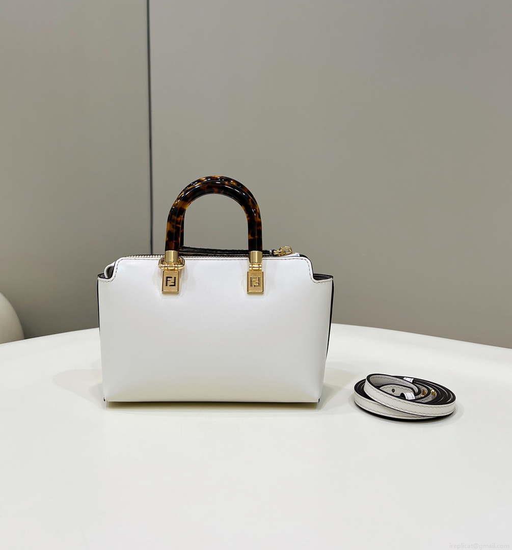 Fendi 8BS067 By The Way Mini Small Boston bag in mint White leather