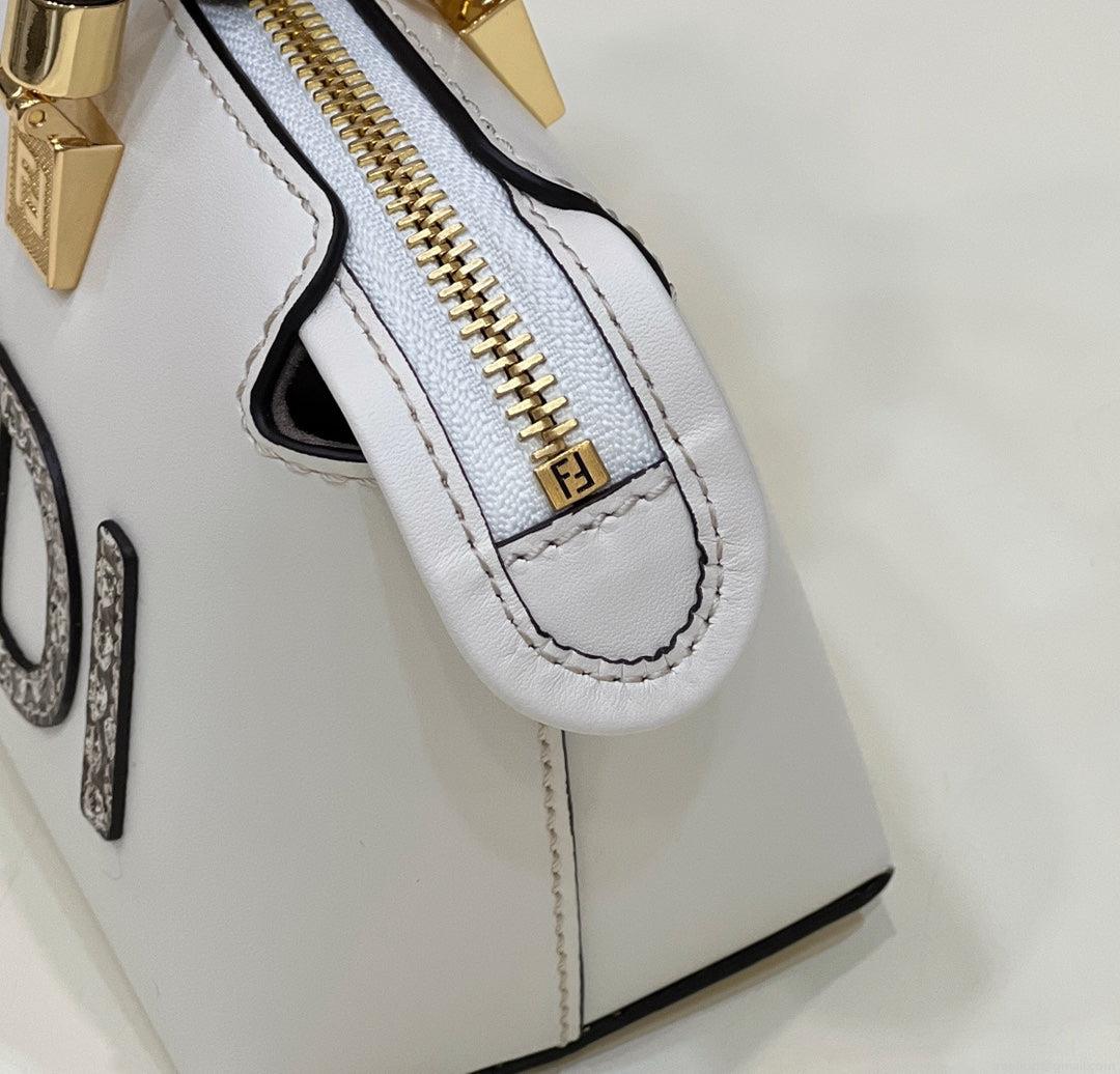 Fendi 8BS067 By The Way Mini Small Boston bag in mint White leather