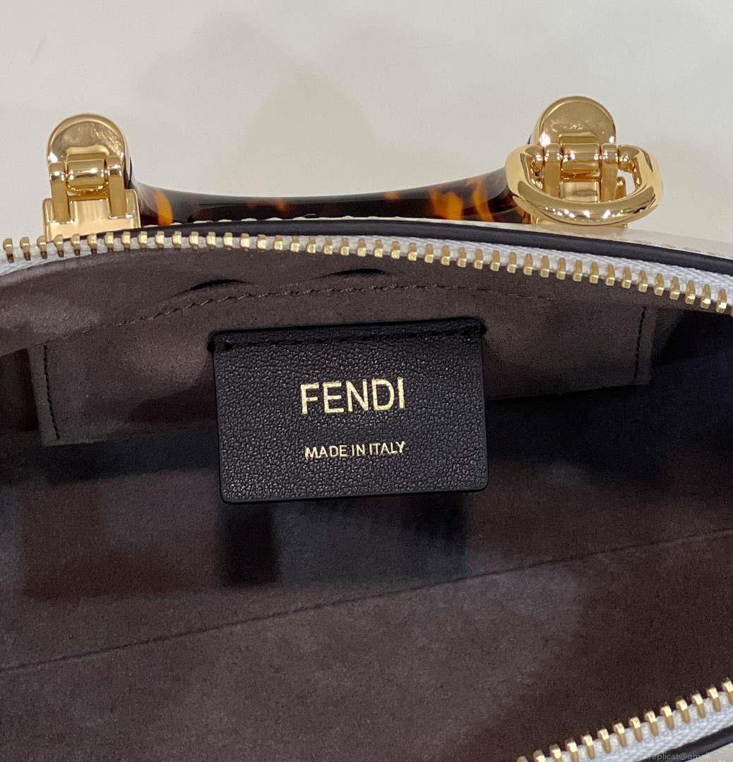 Fendi 8BS067 By The Way Mini Small Boston bag in mint White leather