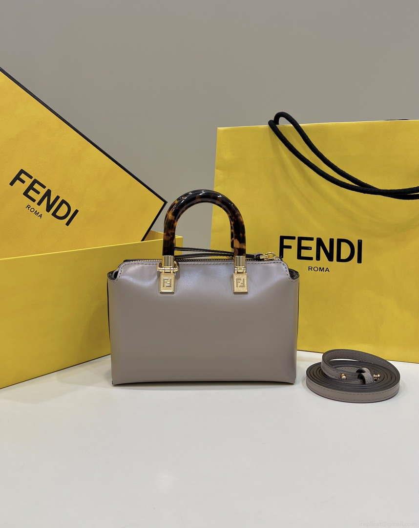 Fendi 8BS067 By The Way Mini Small Boston bag in mint Gray leather