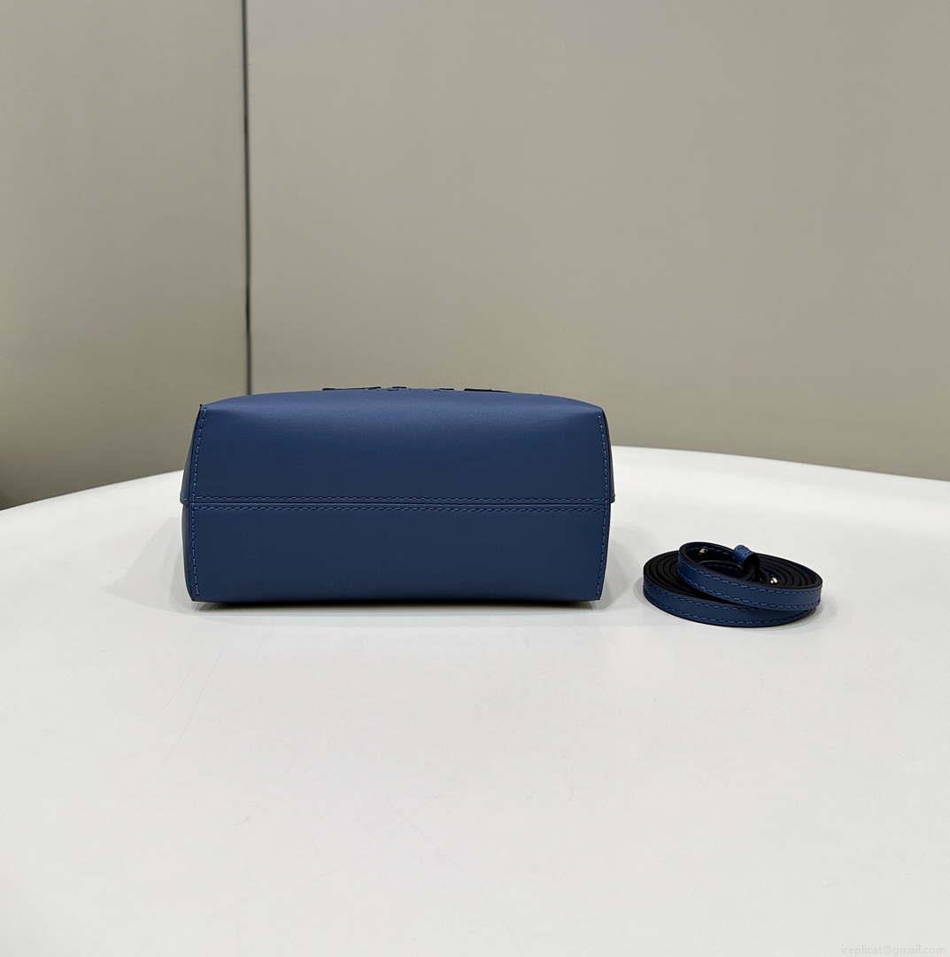 Fendi 8BS067 By The Way Mini Small Boston bag in mint Navy Blue leather