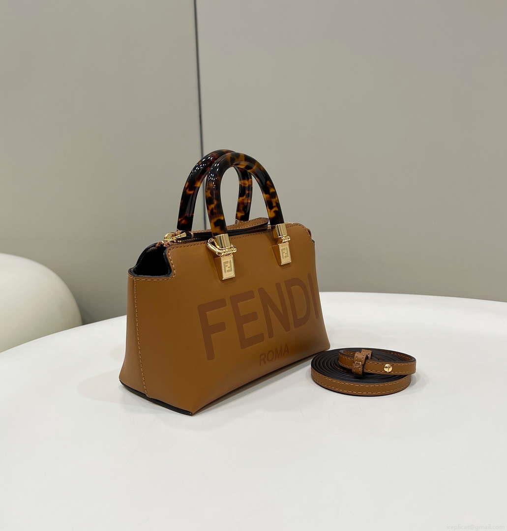 Fendi 8BS067 By The Way Mini Small Boston bag in mint Brown leather