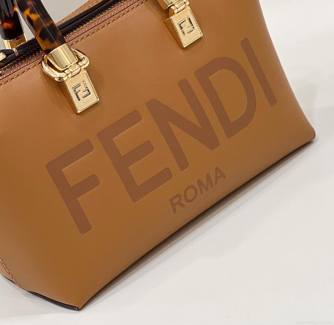 Fendi 8BS067 By The Way Mini Small Boston bag in mint Brown leather