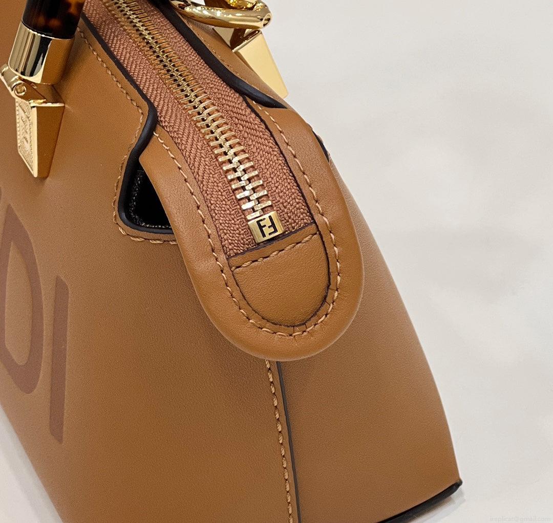 Fendi 8BS067 By The Way Mini Small Boston bag in mint Brown leather