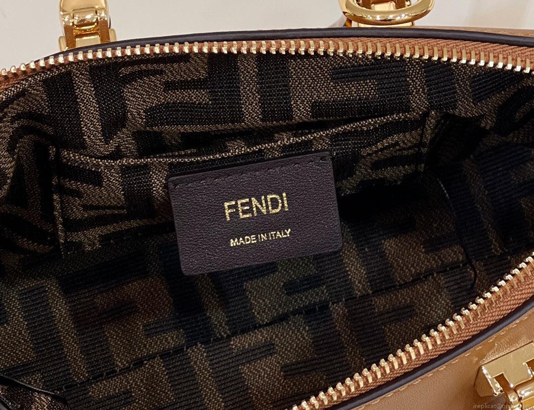 Fendi 8BS067 By The Way Mini Small Boston bag in mint Brown leather