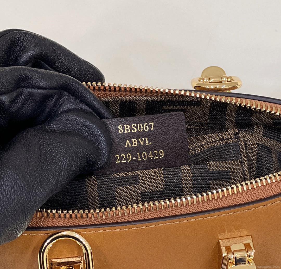 Fendi 8BS067 By The Way Mini Small Boston bag in mint Brown leather