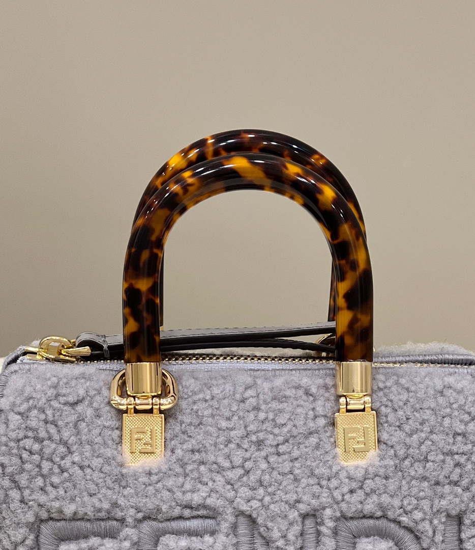 Fendi 8BS067 By The Way Mini Light grey sheepskin small Boston bag