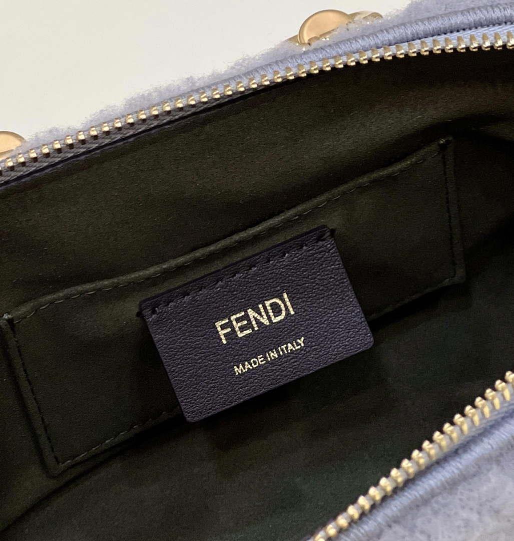 Fendi 8BS067 By The Way Mini Light grey sheepskin small Boston bag