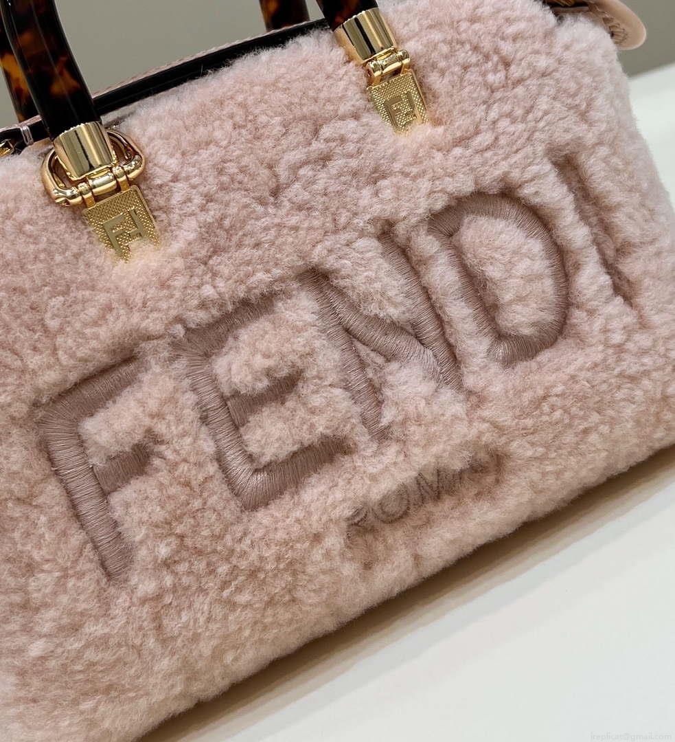 Fendi 8BS067 By The Way Mini Light Pink sheepskin small Boston bag