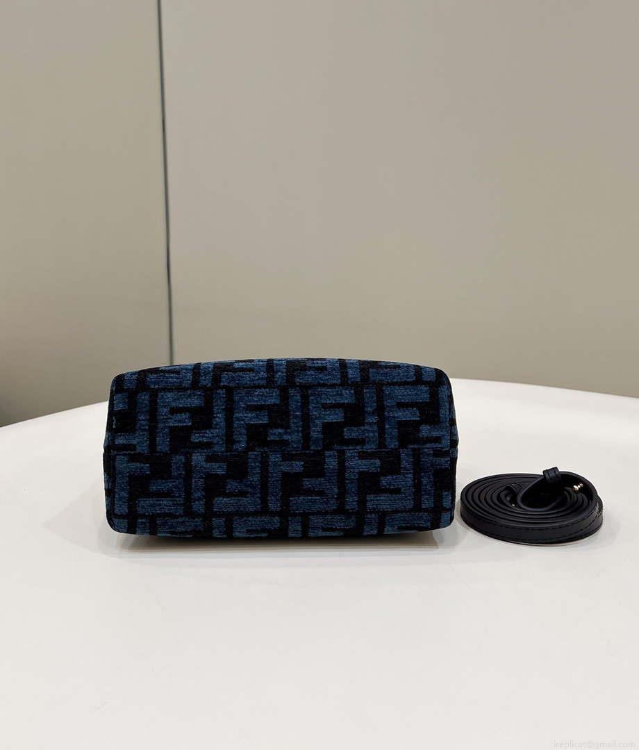 Fendi 8BS067 By The Way Mini Small Boston Jacquard FF fabric bag Navy blue