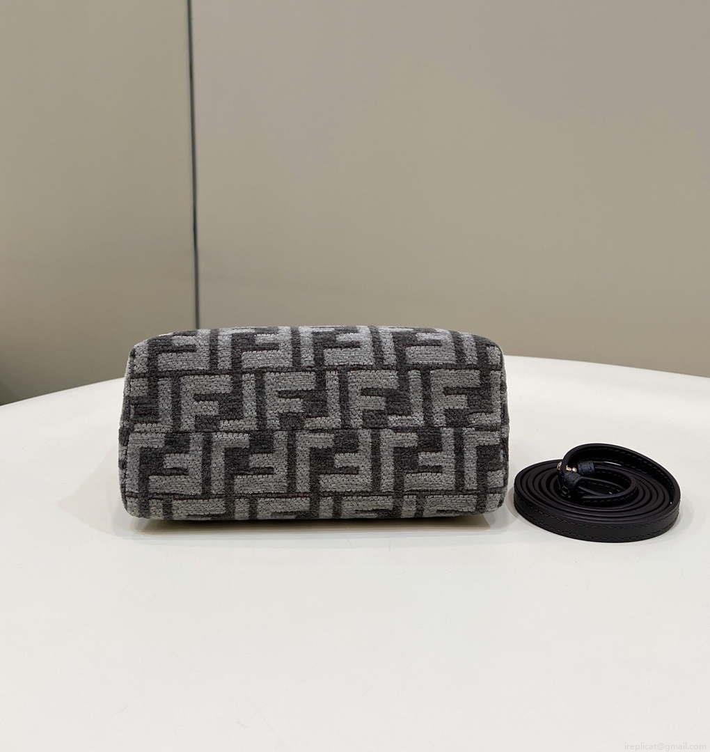 Fendi 8BS067 By The Way Mini Small Boston Jacquard FF fabric bag Dark Gray