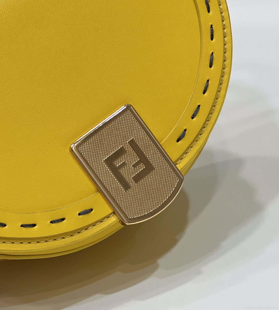 Fendi 8BT346 Moonlight Shoulder Saddle Leather Bag Yellow
