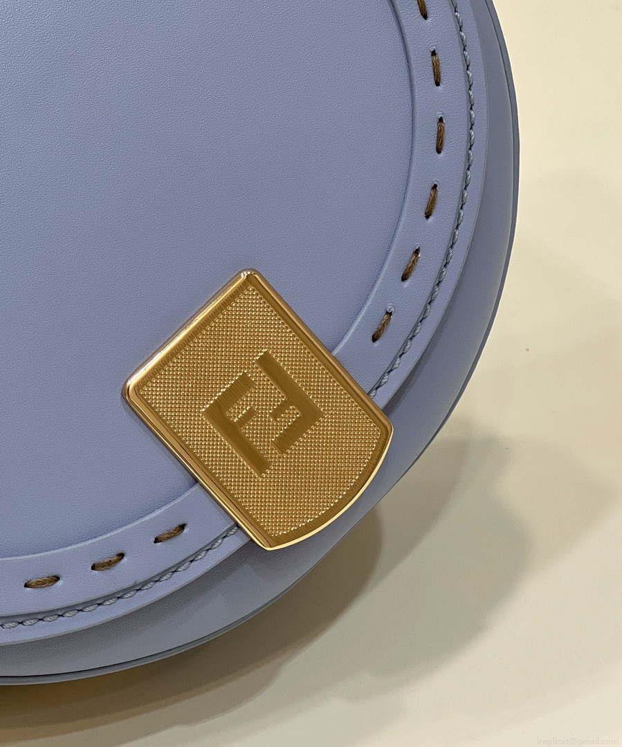 Fendi 8BT346 Moonlight Shoulder Saddle Leather Bag Purple Blue