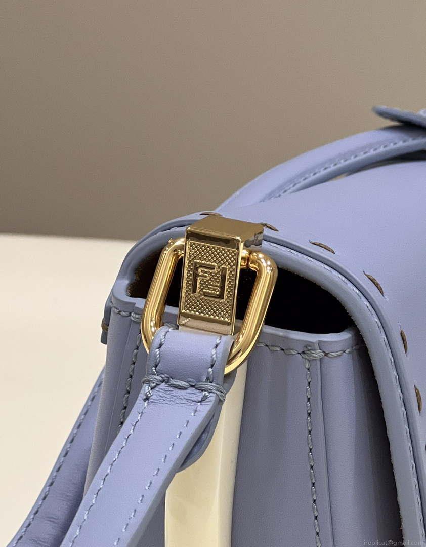 Fendi 8BT346 Moonlight Shoulder Saddle Leather Bag Purple Blue