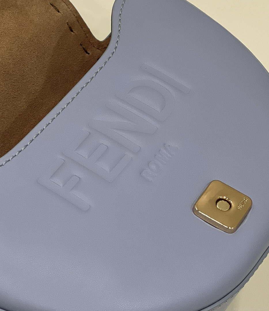 Fendi 8BT346 Moonlight Shoulder Saddle Leather Bag Purple Blue