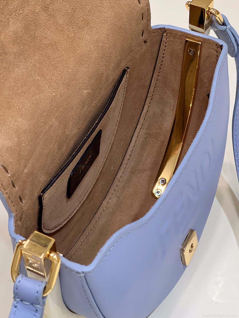 Fendi 8BT346 Moonlight Shoulder Saddle Leather Bag Purple Blue