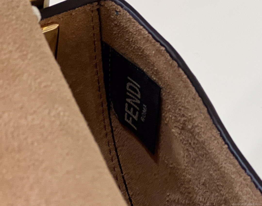 Fendi 8BT346 Moonlight Shoulder Saddle Leather Bag Blue