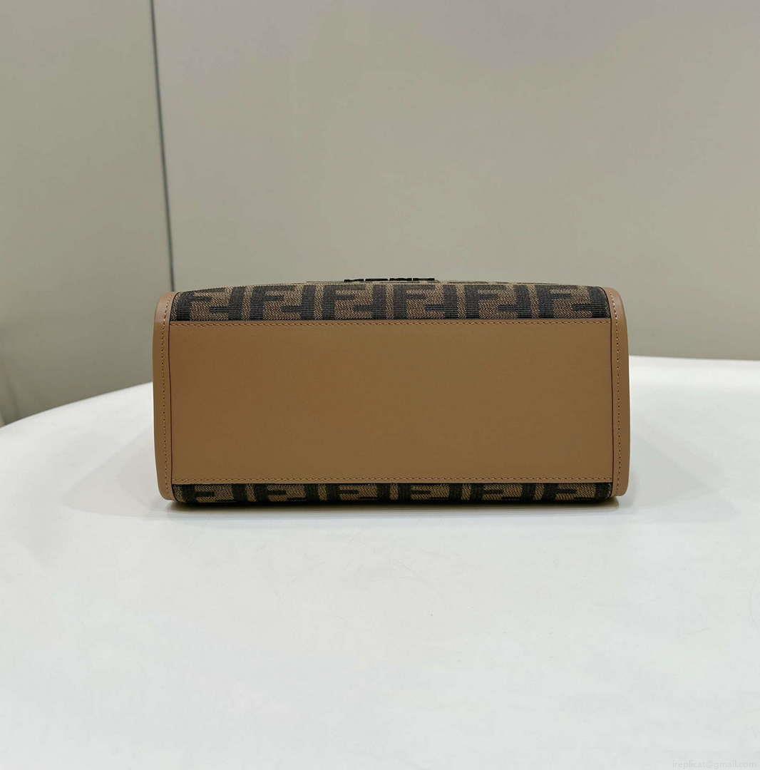 Fendi 8BH394 Fendi Sunshine Small Brown FF jacquard fabric shopper
