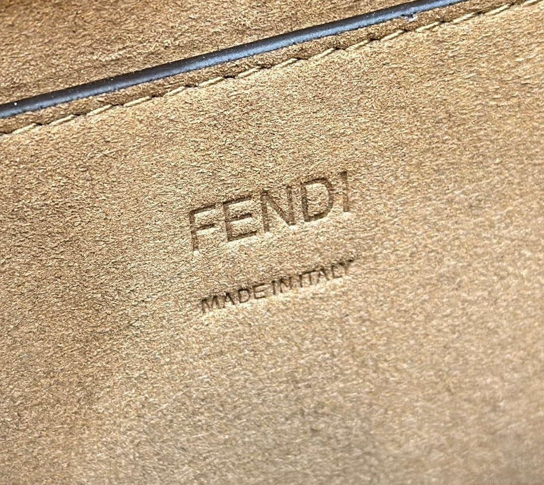 Fendi 8BH394 Fendi Sunshine Small Brown FF jacquard fabric shopper