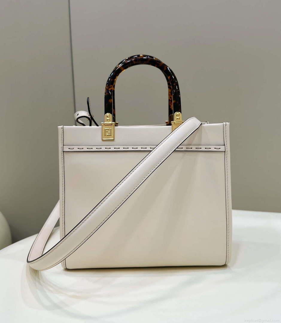 Fendi 8BH394 Fendi Sunshine Small White leather shopper