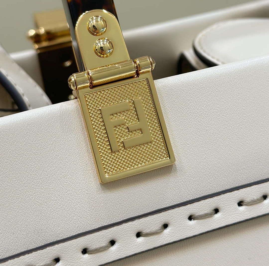 Fendi 8BH394 Fendi Sunshine Small White leather shopper
