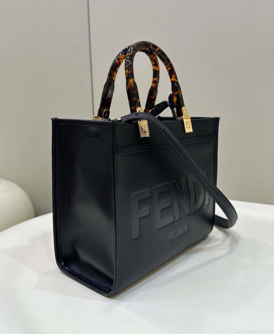 Fendi 8BH394 Fendi Sunshine Small Black leather shopper