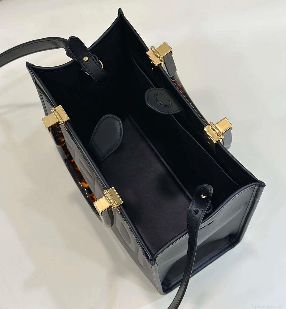 Fendi 8BH394 Fendi Sunshine Small Black leather shopper