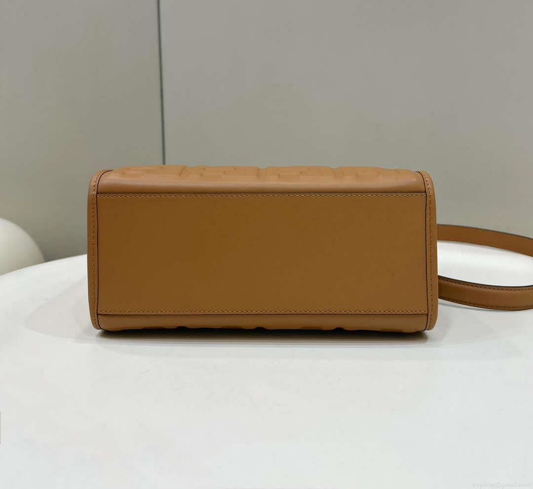 Fendi 8BH394 Fendi Sunshine Small Tan leather shopper Printer FF