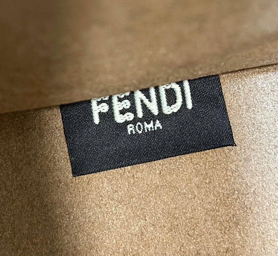 Fendi 8BH394 Fendi Sunshine Small Tan leather shopper Printer FF