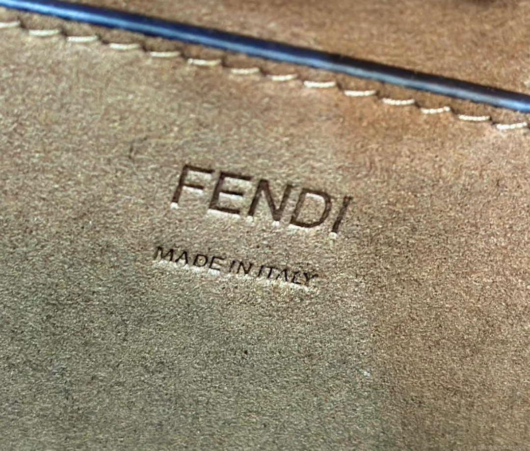 Fendi 8BH394 Fendi Sunshine Small Tan leather shopper Printer FF