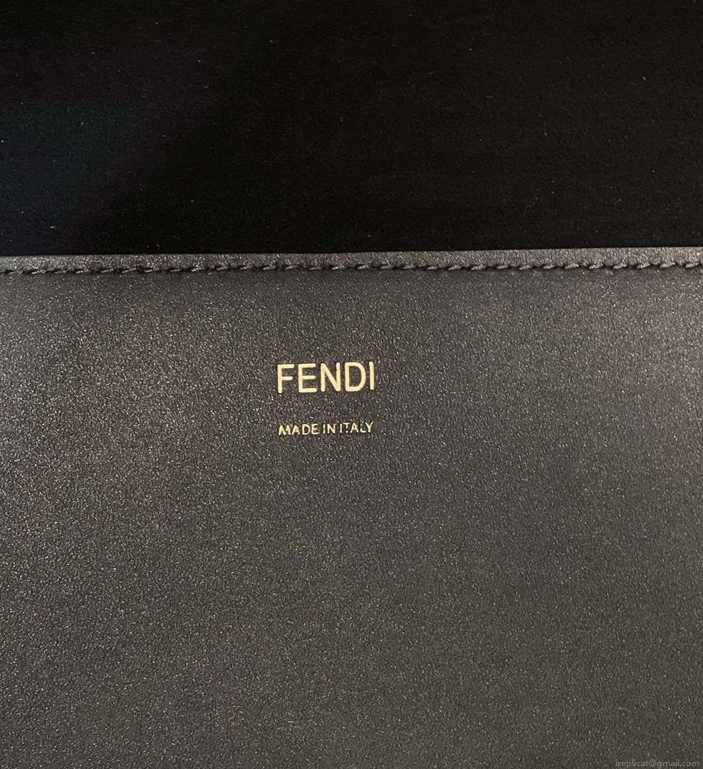 Fendi 8BH386 Sunshine Medium Tote Black Leather and elaphe shopper bag